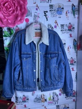 Levi's Blue Denim Jacket with White Sherpa Collar